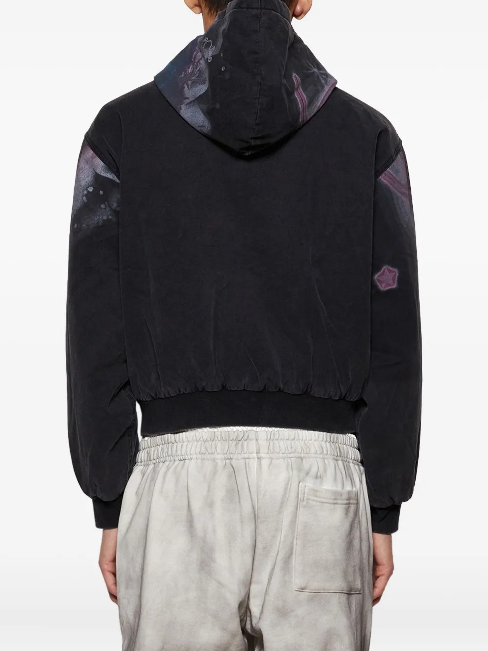 Sudadera con cremallera de algodón de 340 g, con estampado digital y lavado ácido. Fabricada por un fabricante de ropa personalizada. 5