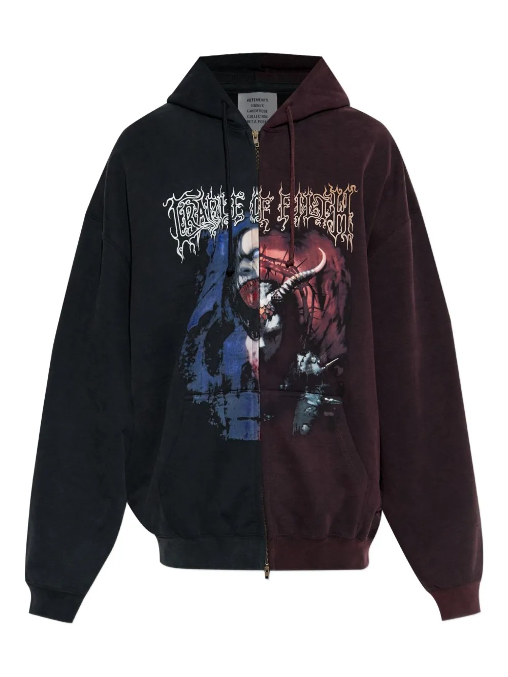 Sweat à capuche zippé en coton 320 g, impression numérique personnalisée, motif graphique, délavage à l'acide