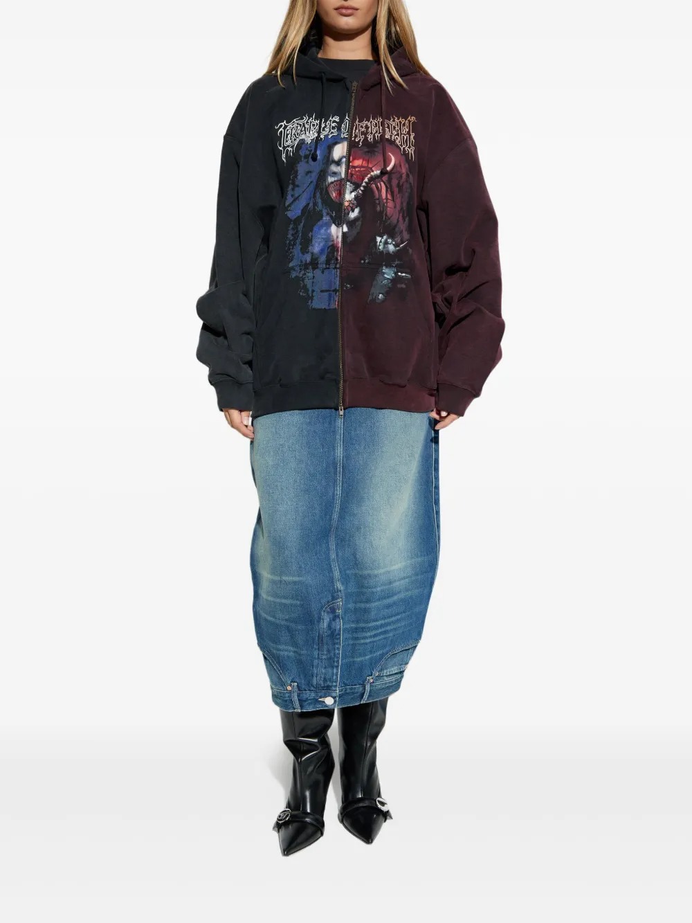 Custom Clothing Manufacturer Digital Printing Graphic Acid Wash 320g Cotton ZIpper Hoodie 4