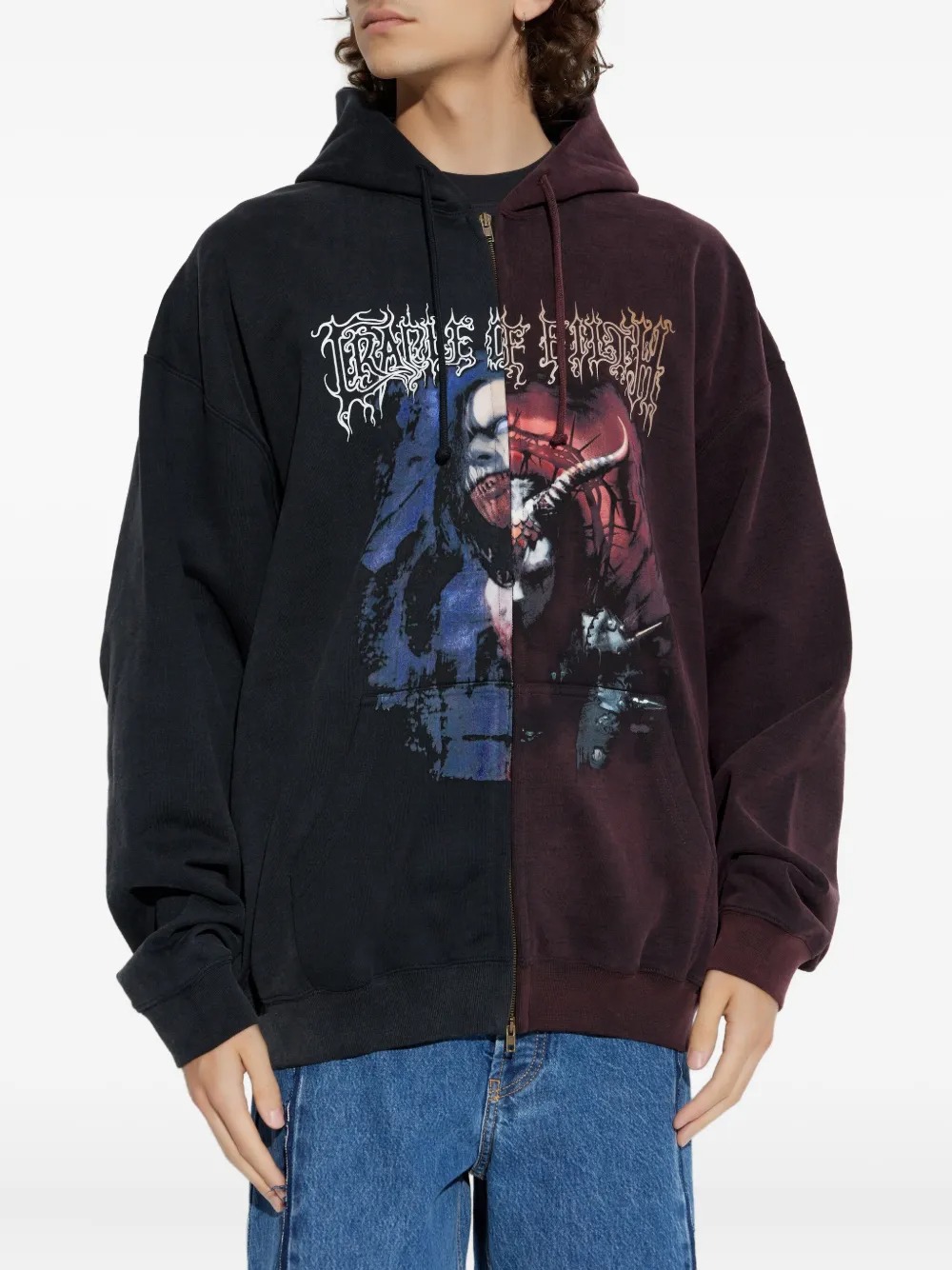 Custom Clothing Manufacturer Digital Printing Graphic Acid Wash 320g Cotton ZIpper Hoodie 2