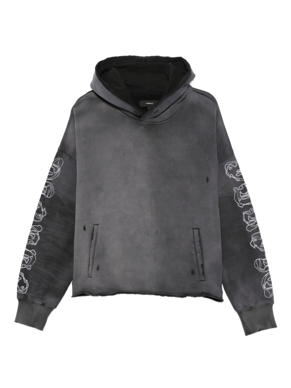 Custom Clothing Manufacturer Digital Printing Graphic Distressed Embroidery 430g Cotton Hoodie with Pocket