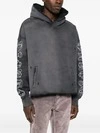 Özel Giyim Üreticisi Dijital Baskılı Grafik Eskitme Nakışlı 430g Pamuklu Cepli Kapüşonlu Sweatshirt 2