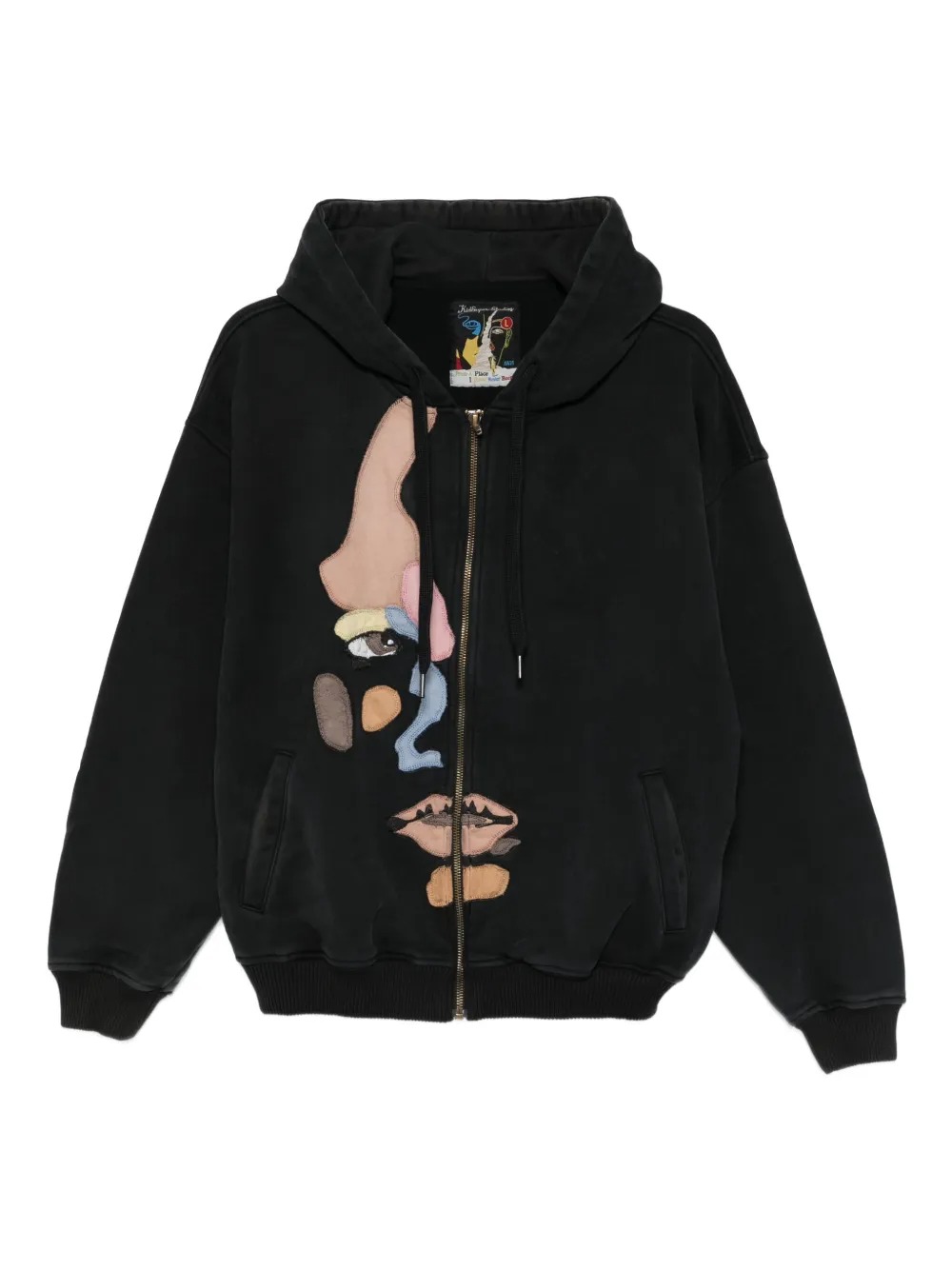 Custom Clothing Manufacturer Appliqué Acid Wash Oversized 450g Cotton Hoodie with Pocket
