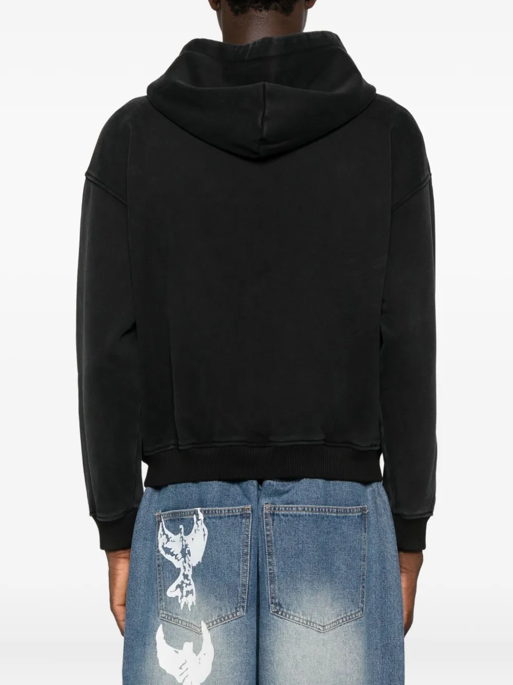 Sweat à capuche oversize en coton 450 g, délavé à l'acide et orné d'appliqués, avec poche. 3