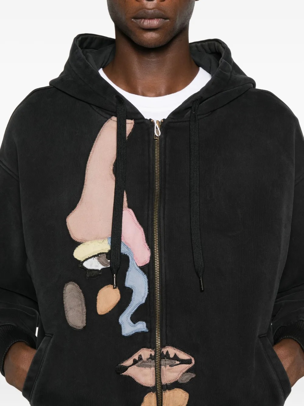 Sweat à capuche oversize en coton 450 g, délavé à l'acide et orné d'appliqués, avec poche. 2