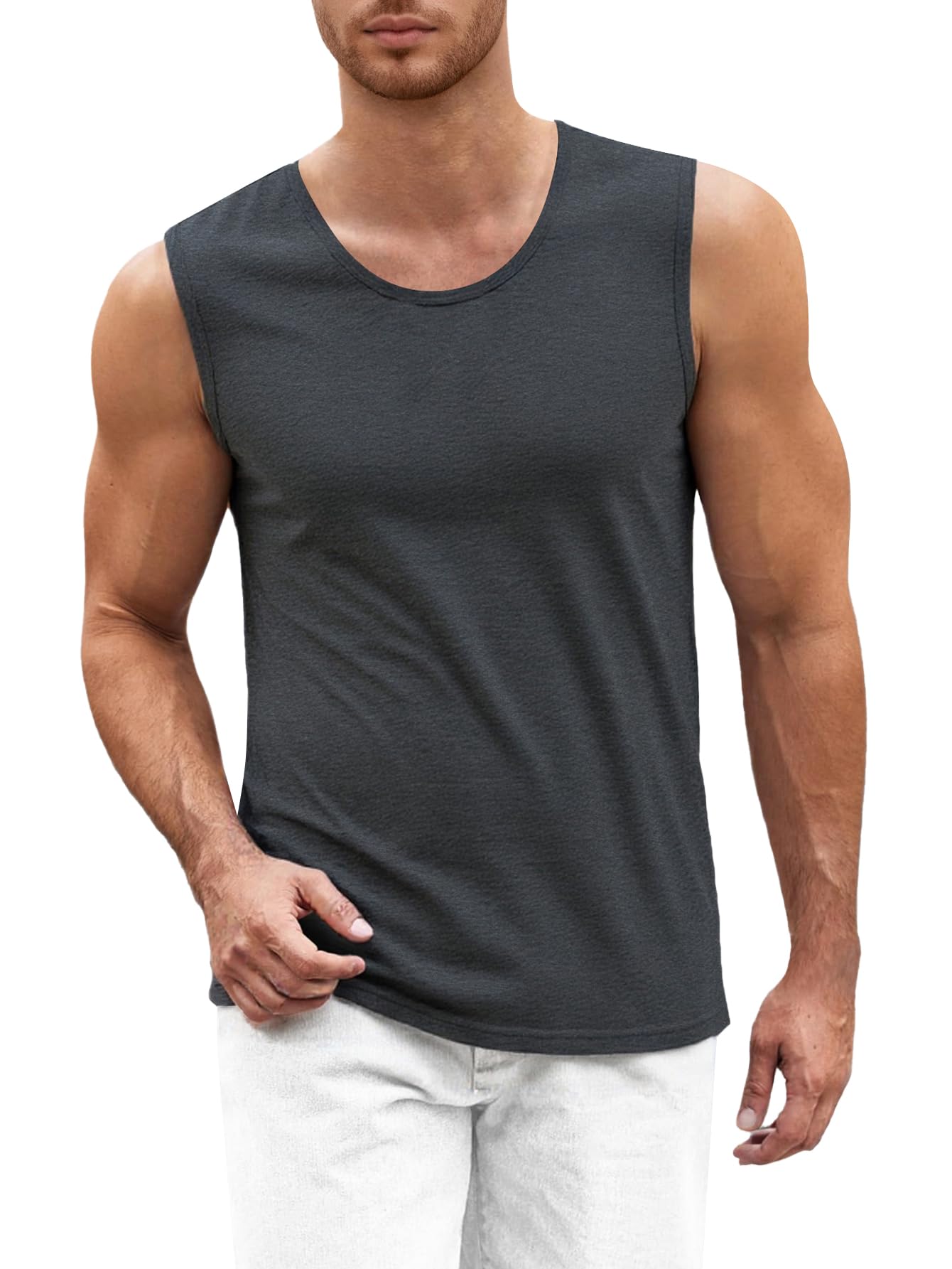 เสื้อกล้ามออกกำลังกายแขนสั้นคอกลมผ้าวิสโคสไผ่ 180 กรัม - BBTS004 3