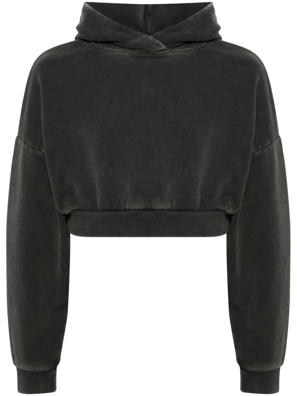 360g Custom Acid Washed Long-Sleeved Drop Shoulder Organic Cotton Cropped Hoodie-CPHD002