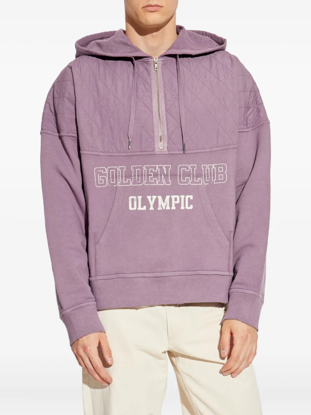 420 g/m² Baumwoll-Hoodie mit gestepptem Logo-Einsatz, halbem Reißverschluss, langen Ärmeln und Tasche – HZHD003 2