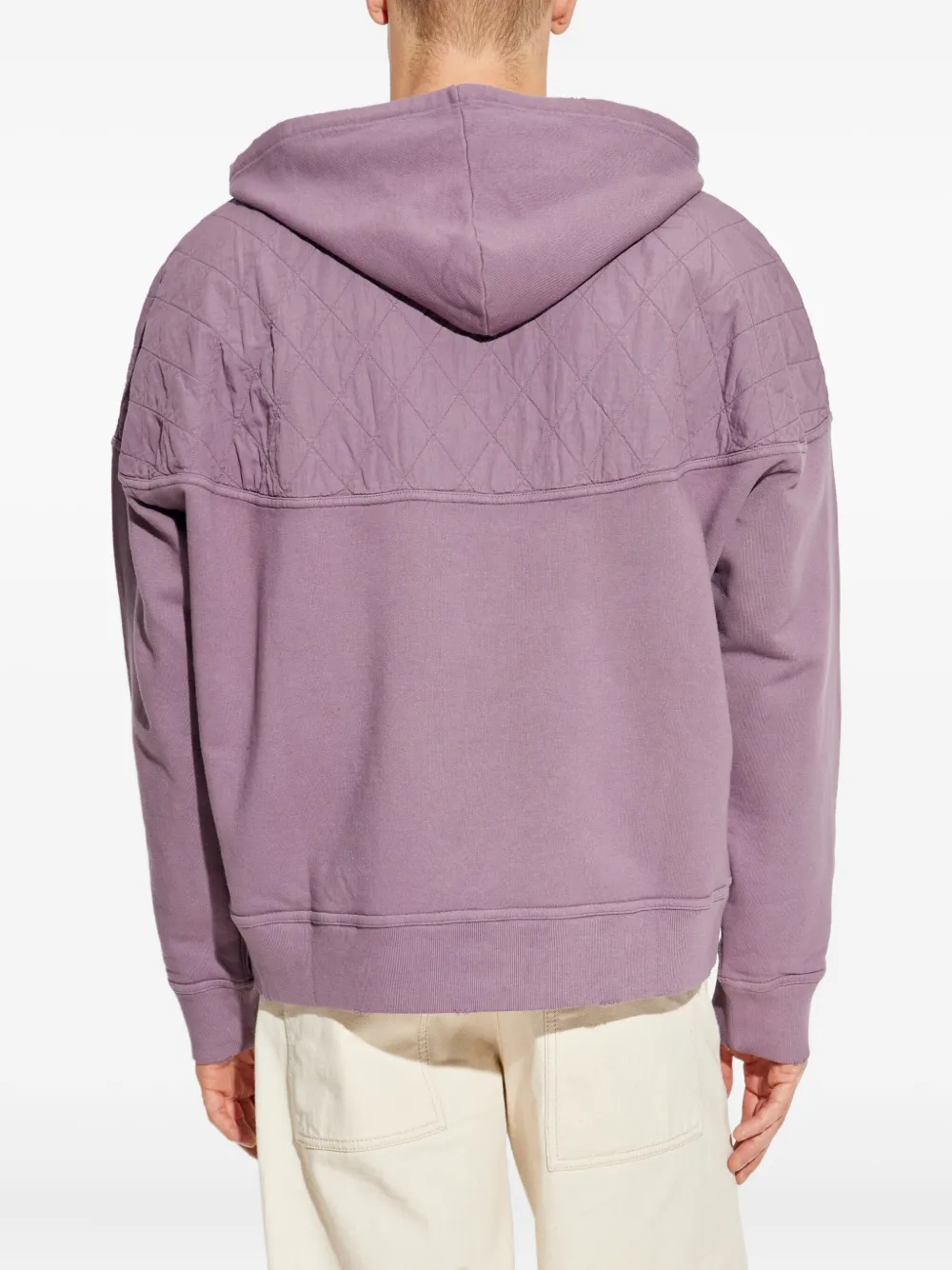 420 g/m² Baumwoll-Hoodie mit gestepptem Logo-Einsatz, halbem Reißverschluss, langen Ärmeln und Tasche – HZHD003 3