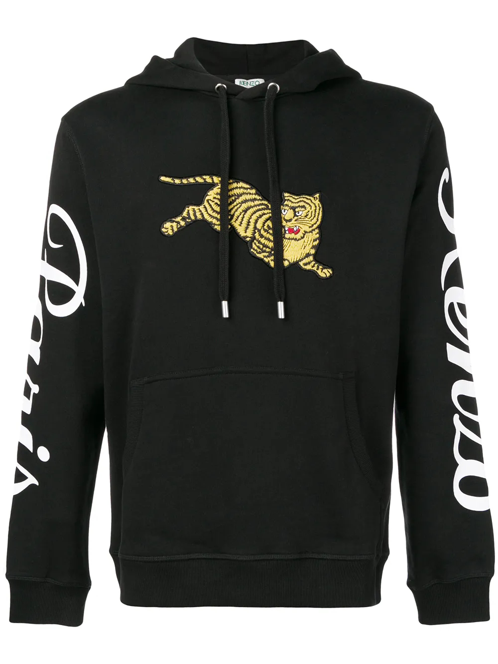 380 GSM Jumping Tiger Embroidered Long-Sleeved Streetwear Pullover String Fleece Hoodie with Kangaroo Pocket-FHD002