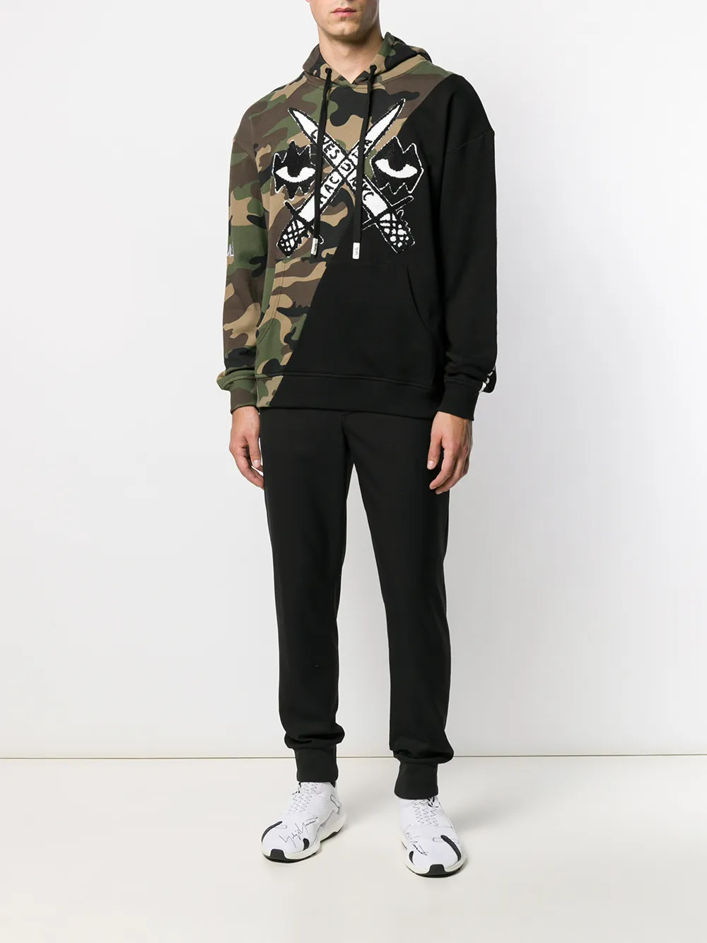 Sudadera con capucha de manga larga estilo urbano, de 380 GSM, con estampado de camuflaje bordado y bolsillo tipo canguro - FHD004 3