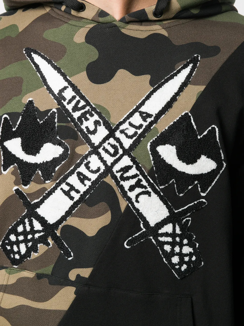 Sudadera con capucha de manga larga estilo urbano, de 380 GSM, con estampado de camuflaje bordado y bolsillo tipo canguro - FHD004 7