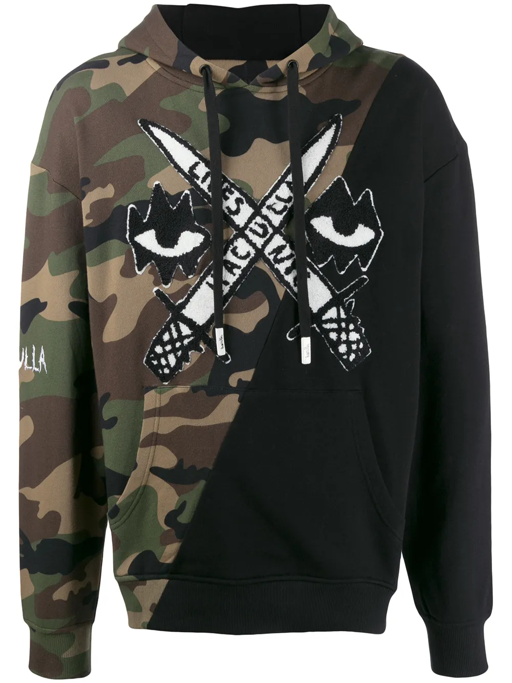 Sudadera con capucha de manga larga estilo urbano, de 380 GSM, con estampado de camuflaje bordado y bolsillo tipo canguro - FHD004 1