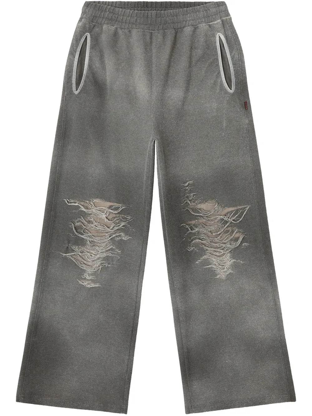 400G Distressed Wide-Leg Elasticated Waist Heavyweight Cotton Blend Sweatpants with Pockets-SP002