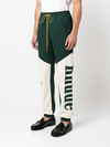 Calça de moletom de algodão 380G com design de painéis, cintura elástica, modelagem afunilada e bolso - SP004 3