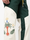 Calça de moletom de algodão 380G com design de painéis, cintura elástica, modelagem afunilada e bolso - SP004 5