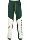 Calça de moletom de algodão 380G com design de painéis, cintura elástica, modelagem afunilada e bolso - SP004 1