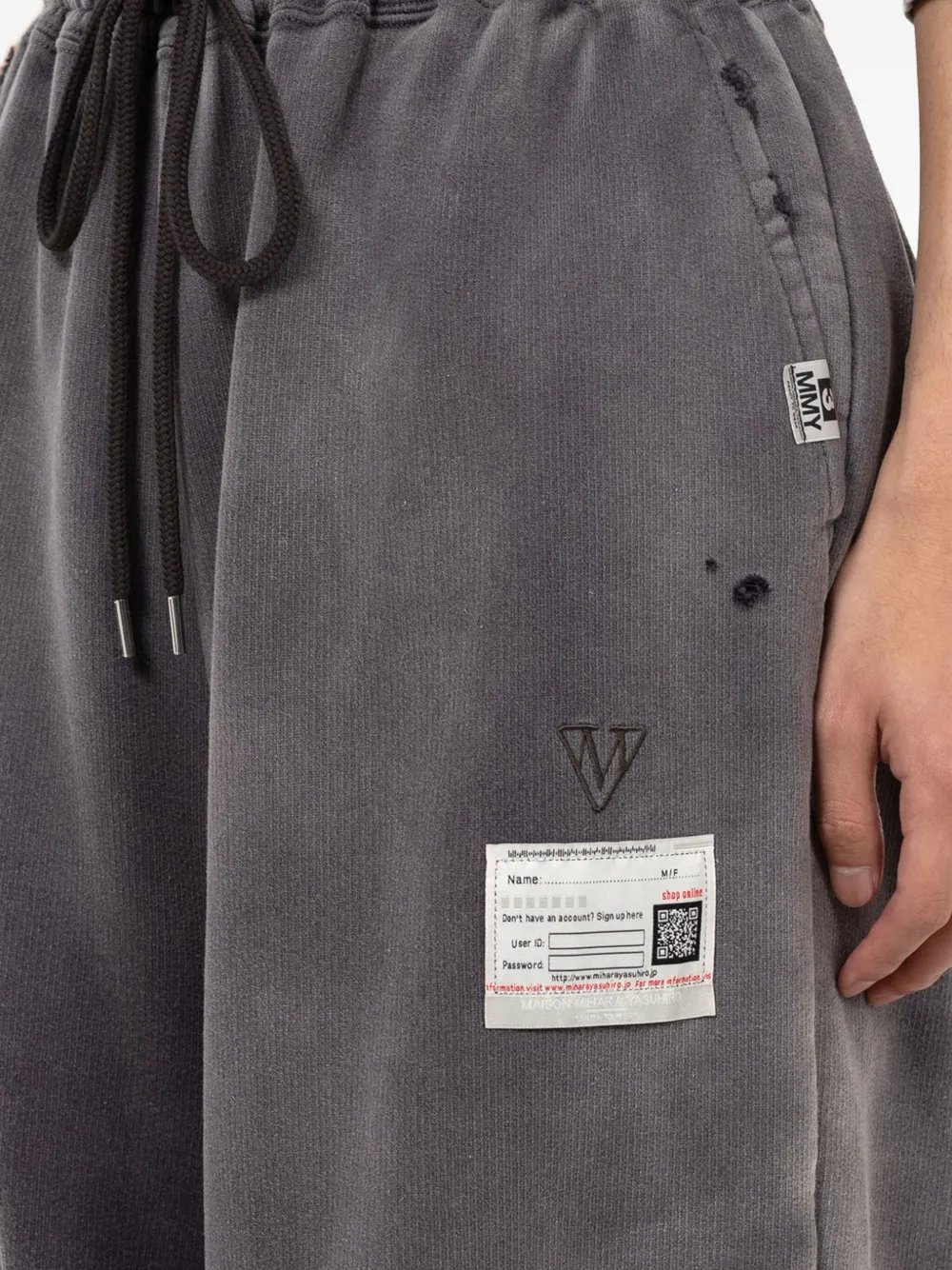 Спортивные брюки из хлопка 420 г с выцветшим на солнце потертым необработанным краем, затягивающимся шнурком на талии и карманом - SP005 5