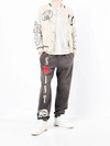 Pantalon de jogging fuselé en coton 100 % noir délavé 420 g/m² | Imprimé logo, détails tête de mort et rose, taille élastiquée avec cordon de serrage - YJ003 4