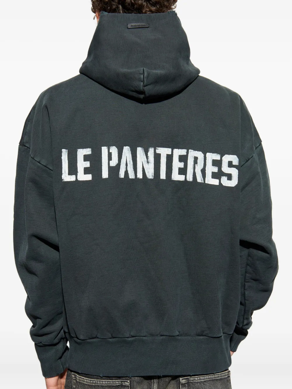Sweat à capuche en coton noir épais 450 g/m² à motif tête de mort vieilli 2