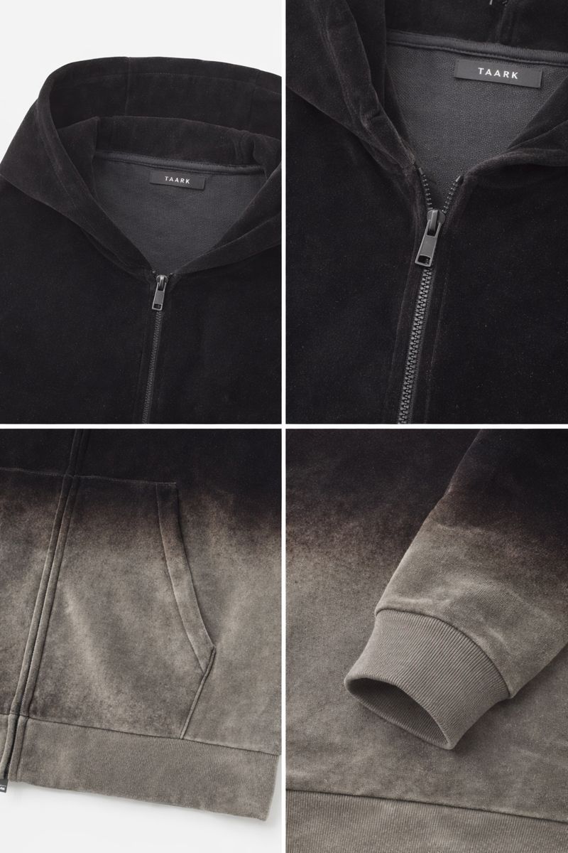 500 g/m² Fleece-Kapuzenjacke mit Farbverlauf und Acid-Wash-Effekt, Reißverschluss 6