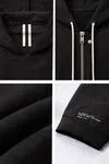 550GSM Heavyweight Contrast Stitch Oversized Black Zip-Up Hooded Jacket 6