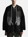 550GSM Heavyweight Contrast Stitch Oversized Black Zip-Up Hooded Jacket 1