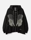 550GSM Heavyweight Contrast Stitch Oversized Black Zip-Up Hooded Jacket 2