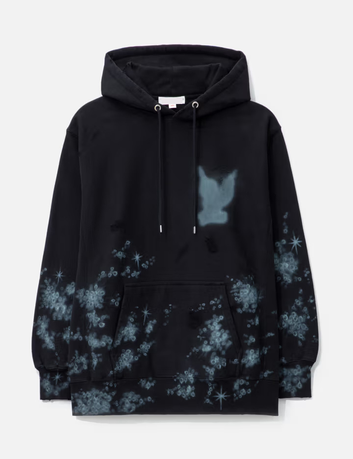 580GSM Black Heavyweight Bacteria Hand-Print Hoodie 2