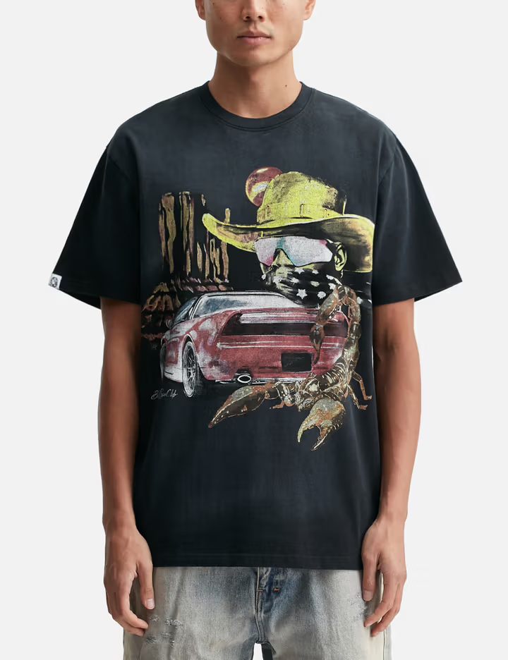 Camiseta Wrangler de manga curta preta lavada de 250 g/m² com estampa. 1
