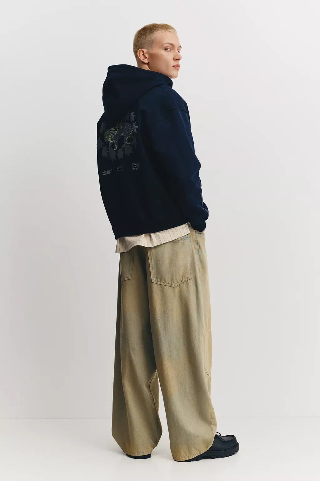 450 GSM Primal Nature Organik Pamuk Fermuarlı Kapüşonlu Sweatshirt, Lacivert 8