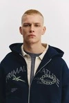 450 GSM Primal Nature Organik Pamuk Fermuarlı Kapüşonlu Sweatshirt, Lacivert 7