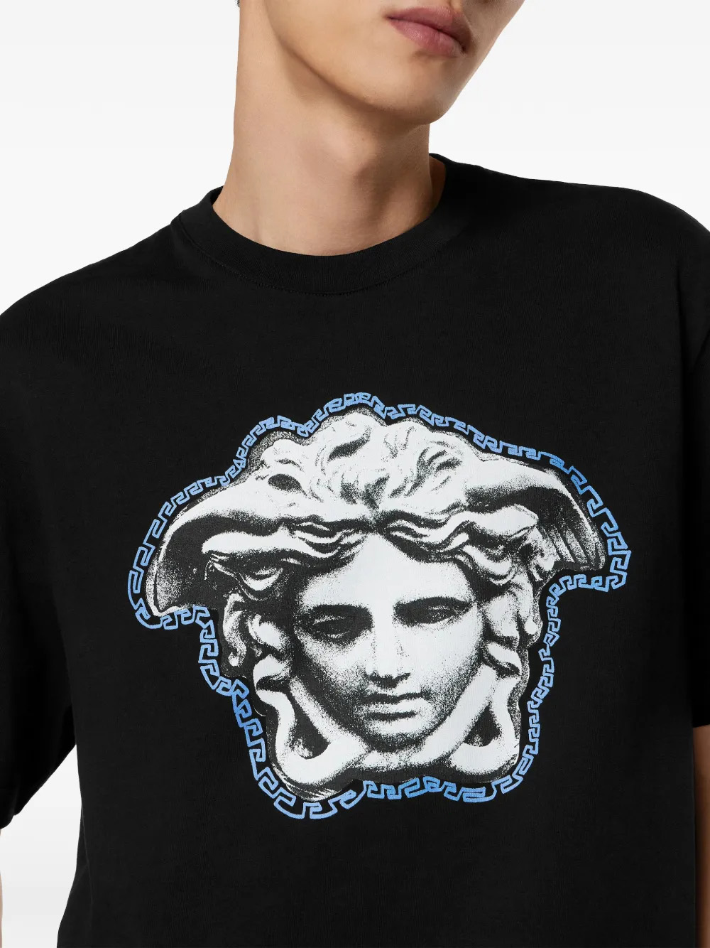 T-shirt à col rond décontracté imprimé du logo Medusa noir 260 g/m² 3