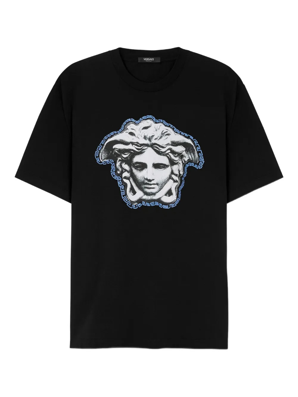 T-shirt à col rond décontracté imprimé du logo Medusa noir 260 g/m² 2