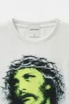Camiseta blanca extragrande de cuello redondo de 260 g/m² con estampados delanteros y traseros 6