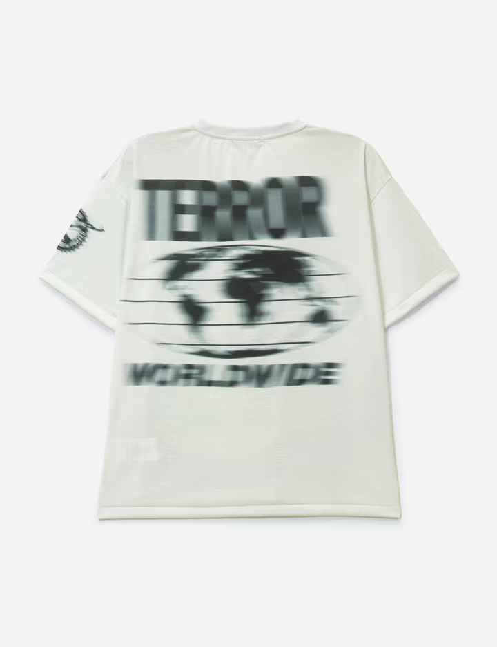 Camiseta blanca extragrande de cuello redondo de 260 g/m² con estampados delanteros y traseros 3