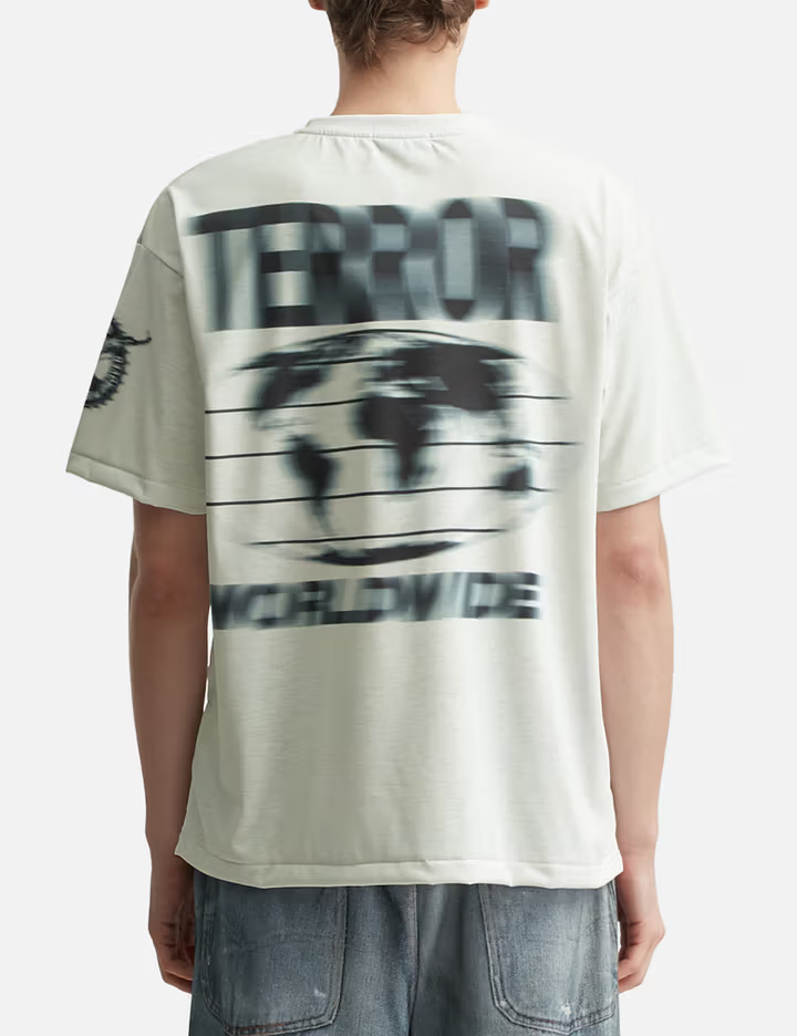 Camiseta blanca extragrande de cuello redondo de 260 g/m² con estampados delanteros y traseros 5