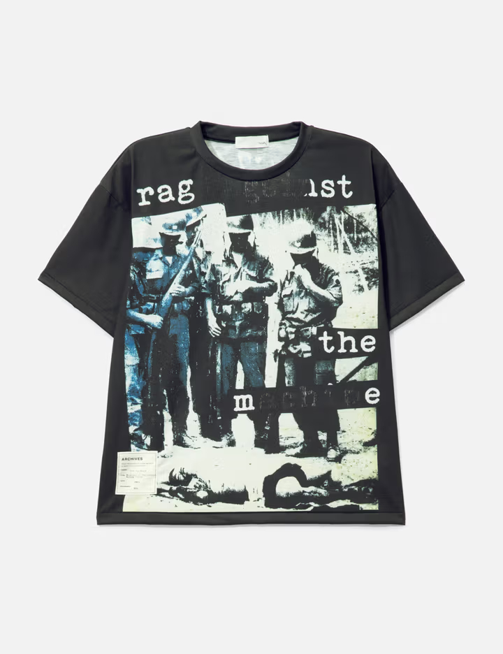 Camiseta negra extragrande de cuello redondo de 260 g/m² con estampado de arañazos en la parte delantera y trasera 2