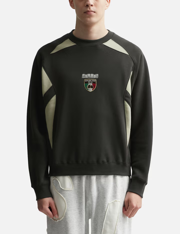 380GSM Club Crewneck Colour-Block Cotton-Blend Lightweight Raglan-Sleeve Crewneck Sweatshirt