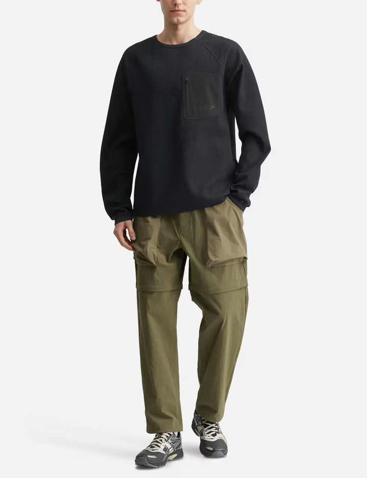 T-shirt noir pour homme en maille gaufrée 220 g/m² avec manches raglan et poche zippée 4