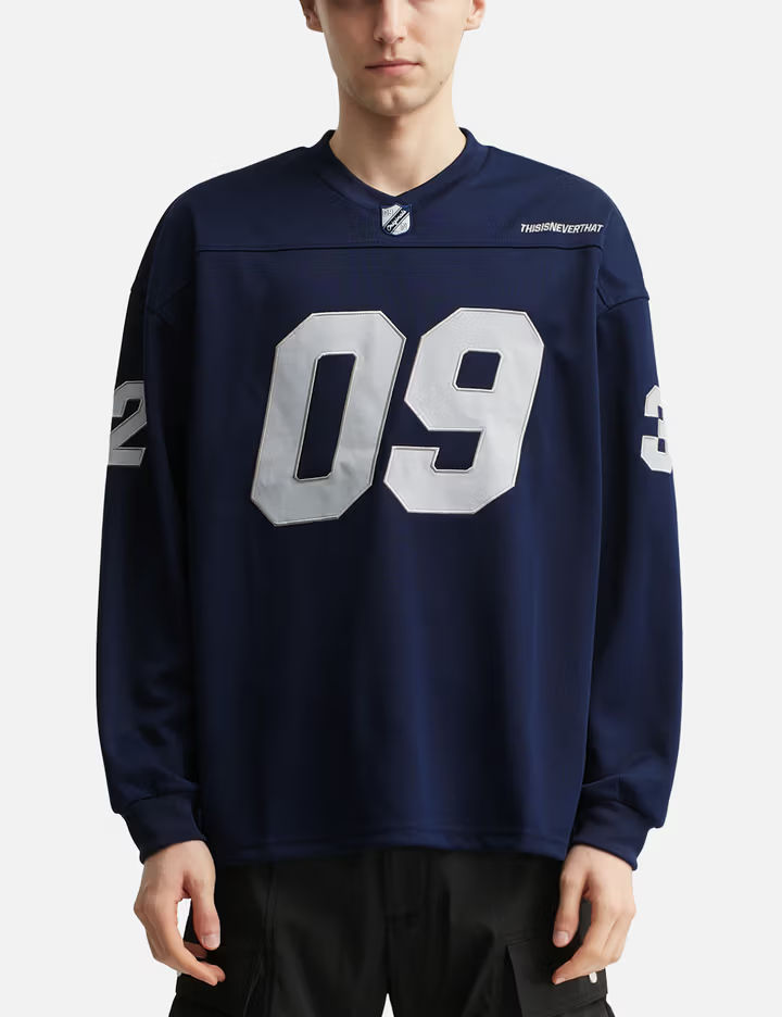 Men's Navy 150GSM Football Jersey with Number Patch & Raglan Sleeves