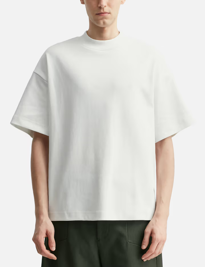 T-shirt blanc à col montant pour homme, en coton épais 300 g/m², de la marque Salt White.