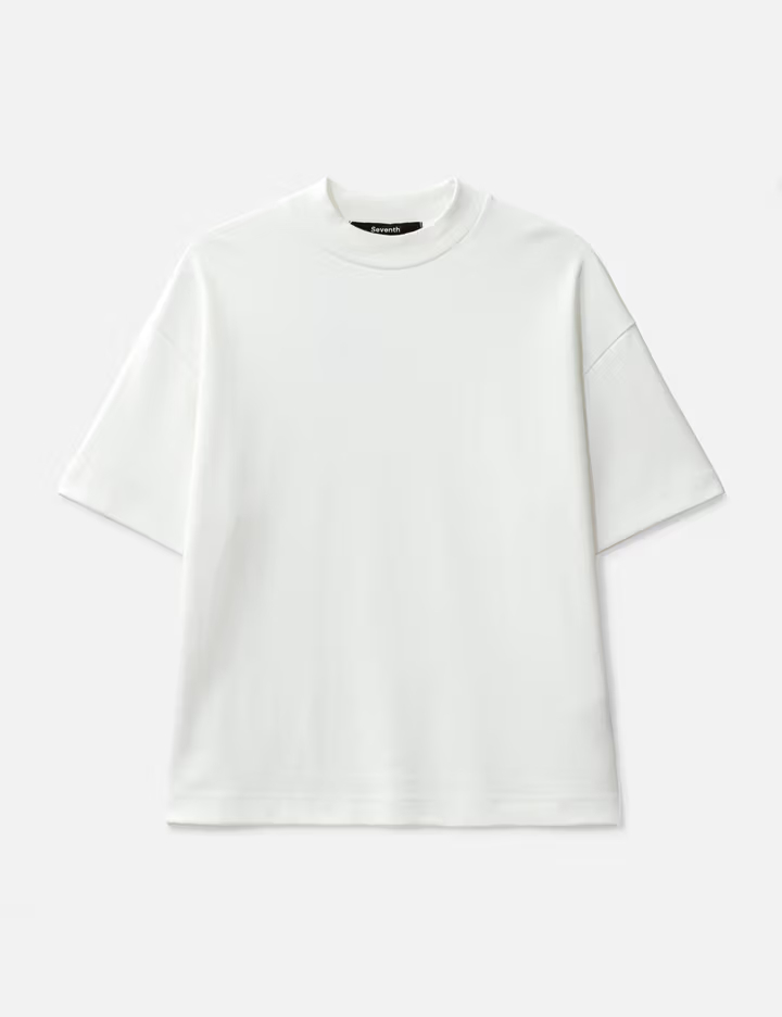Men's Salt White 300GSM Heavyweight Cotton Mock Neck White T-Shirt 3