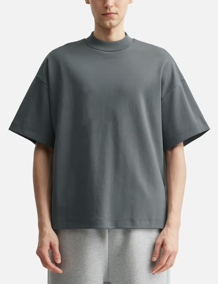 T-shirt à col montant en coton épais 300 g/m² gris cave pour homme