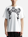 T-shirt da uomo in cotone pesante bianco 320 g/m² con grafica tribale del drago 1
