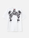 T-shirt da uomo in cotone pesante bianco 320 g/m² con grafica tribale del drago 2