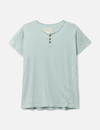 เสื้อยืดเฮนลีย์ทรงหลวมสำหรับผู้ชาย สีฟ้าไอซ์บลู ผ้าฝ้ายหนา 300 แกรม 2