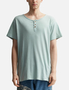 เสื้อยืดเฮนลีย์ทรงหลวมสำหรับผู้ชาย สีฟ้าไอซ์บลู ผ้าฝ้ายหนา 300 แกรม 1