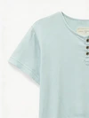 เสื้อยืดเฮนลีย์ทรงหลวมสำหรับผู้ชาย สีฟ้าไอซ์บลู ผ้าฝ้ายหนา 300 แกรม 6