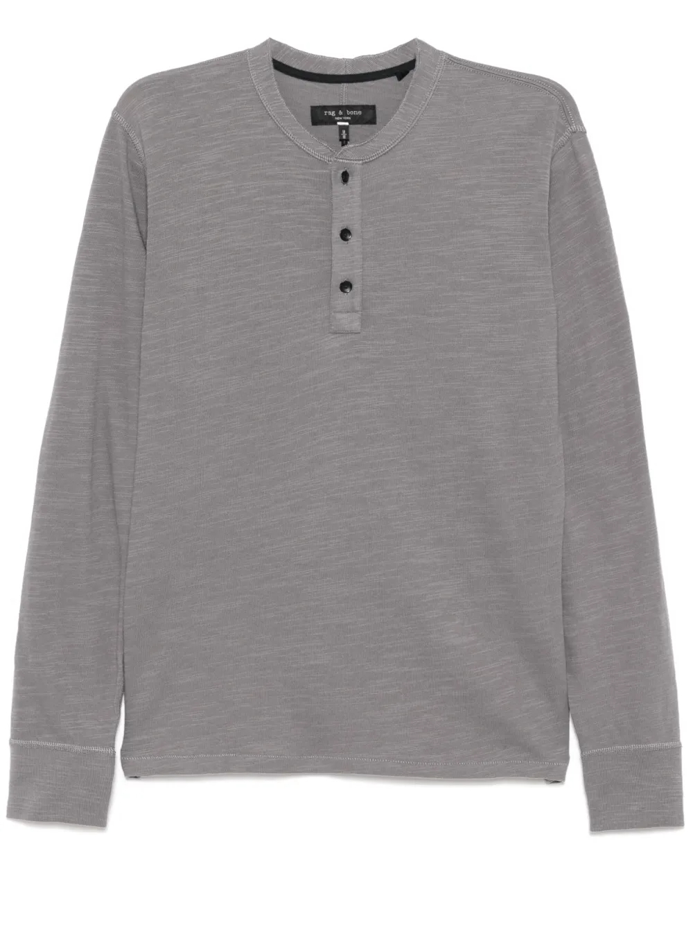Camicia Henley da uomo a maniche lunghe in cotone pesante grigio freddo 260 g/m² con abbottonatura 1
